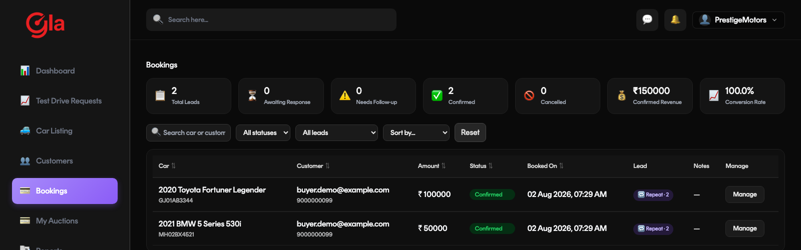 Bookings CRM